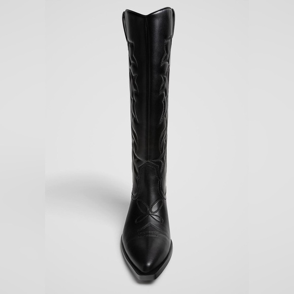 Stradivarius faxu leather cowboy boots western confirm knee high Bohemian shoes - Picture 2 of 6